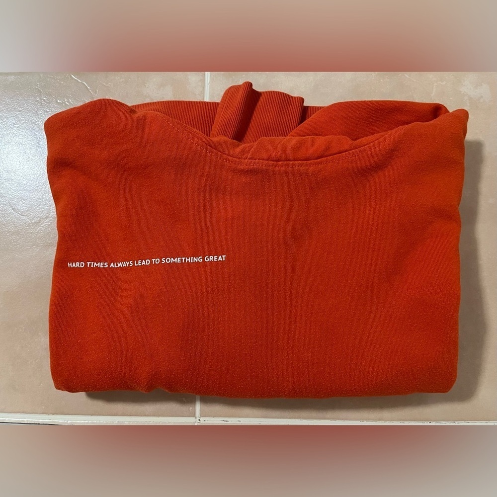 AS EC Collective Burnt Orange Hoodie L Cropped Sweatshirt Quote - Picture 8 of 8